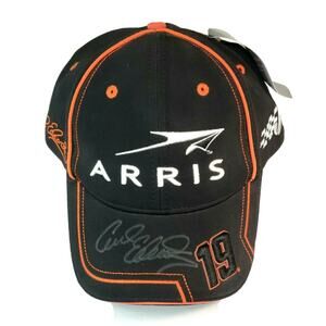 ARRIS Signed Carl Edwards #19 Joe Gibbs Racing NASCAR Black Strapback Cap, Hat